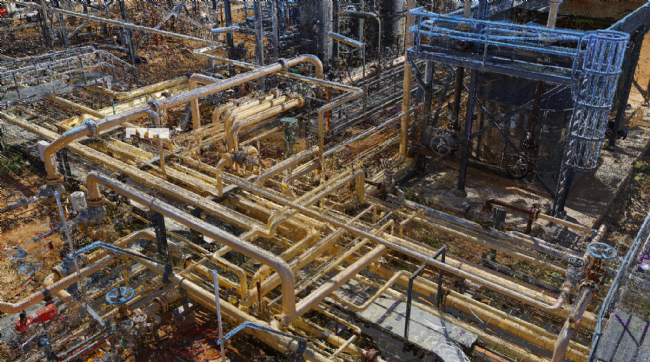 Laserscannigaufnahme einer Industrieanlage Laserscannigaufnahme einer Industrieanlage